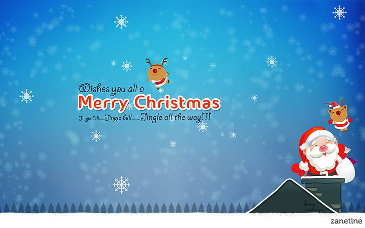 Merry Christmas Jingle Bells, santa claus merry christmas greeting, christmas, merry, jingle, bells, HD wallpaper