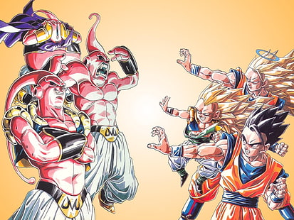 Dragon Ball Z digitale Tapete, Dragon Ball, Gohan, Gotenks, Son Goku, Super Saiyajin, Majin Buu, HD-Hintergrundbild HD wallpaper