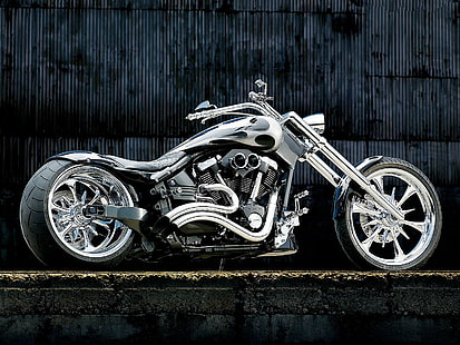 biciclette, chopper, cromo, custom, motore, moto, moto, posizione, tuning, veicoli, ruote, Sfondo HD HD wallpaper