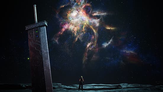 فاينل فانتسي السابع: طبعة جديدة ، سيف باستر ، سديم ، فن الفضاء، خلفية HD HD wallpaper