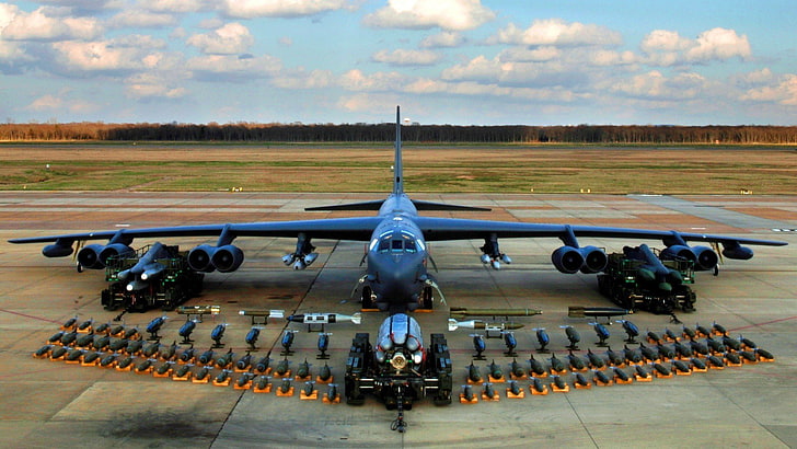air, aircraft, b 52, boeing, bombs, force, military, missle, stratofortress, weapons, HD wallpaper