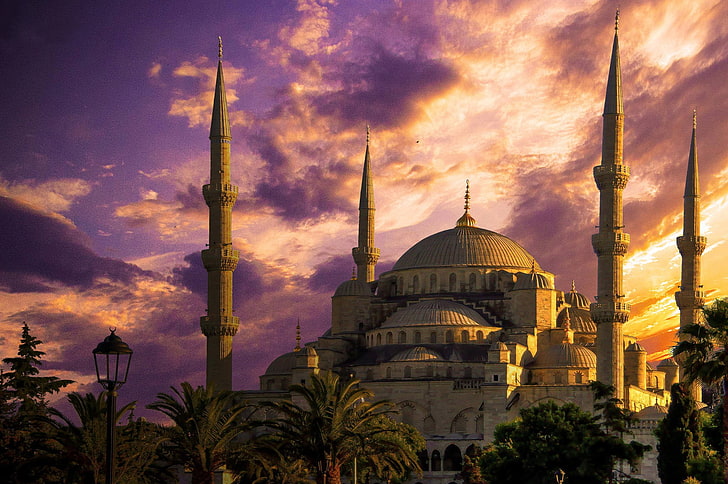brązowo-czarne malowanie domów, Hagia Sophia, architektura, niebo, budownictwo, Tapety HD