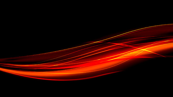 clip art lumière vague rouge, résumé, formes d'onde, rouge, noir, art numérique, lignes, formes, fond noir, Fond d'écran HD HD wallpaper