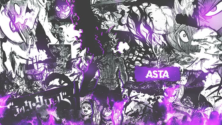 Black Clover, collage, manga, bandes dessinées, Asta, Fond d'écran HD
