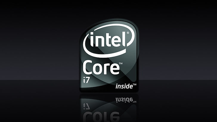 Черные широкоэкранные обои Intel Logo-HD, процессор Intel Core i7, HD обои
