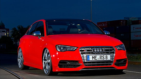2014 SR Performans Audi S3 Limuzin, kırmızı audi sedan, audi, limuzin, performans, 2014, araba, HD masaüstü duvar kağıdı HD wallpaper