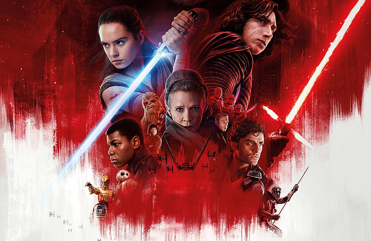Star Wars, Star Wars: The Last Jedi, lightsaber, Rey (from Star Wars), movie poster, HD wallpaper