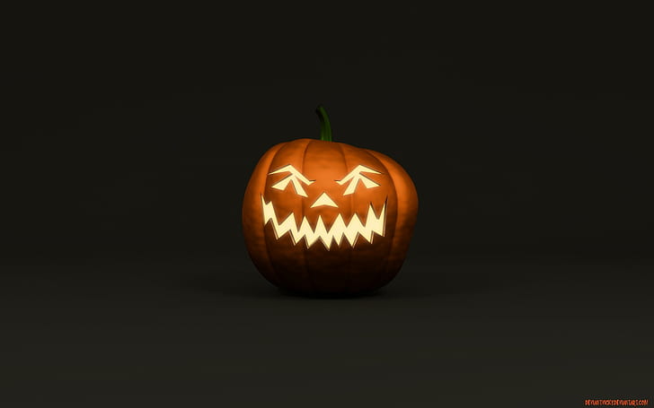 Halloween, Jack O 'Lantern, labu, latar belakang sederhana, seni digital, Wallpaper HD