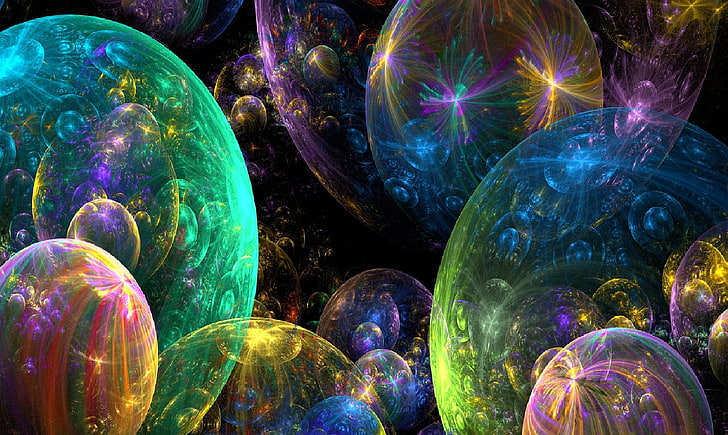 assorted-color bubbles wallpaper, fractal, balls, colorful, light, bright, HD wallpaper