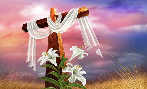 Ostern-Kreuz, braune hölzerne Querillustration, Feiertage, Ostern, Kreuz, Feiertag, Ostertag, Ostern-Kreuz, HD-Hintergrundbild HD wallpaper