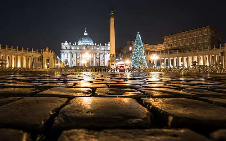 Italy, Rome, St. Peter  HD, s, Best s, St. Peter, area, Night Lights, Italy, Rome, HD wallpaper