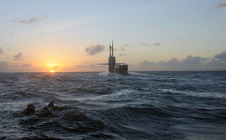 Американская военная подводная лодка HD Wallpaper, черная подводная лодка, армия, Тихий океан, HD обои