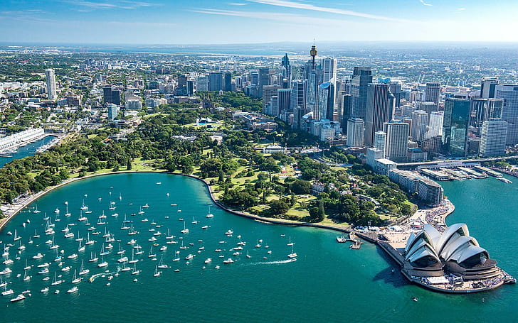 Sydney jest stolicą stanu Nowej Południowej Walii, a najbardziej zaludnione miasto Australii i Oceanii znajduje się na wschodnim wybrzeżu Australii, Tapety HD
