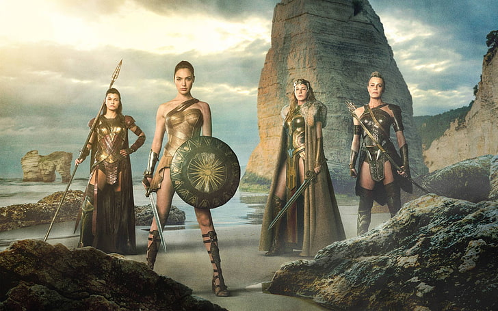 Скриншот Wonder Woman из фильма, женщины, Wonder Woman, Гал Гадо, Робин Райт, Конни Нильсен, HD обои