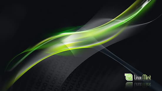 لينكس منت ، لينكس ، كمبيوتر ، أشكال موجية ، ضوء أخضر، خلفية HD HD wallpaper