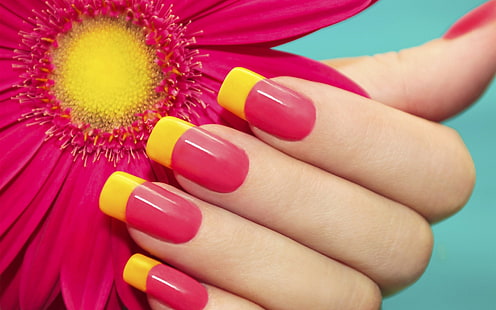 Hand, manicure, nails, red flower, Hand, Manicure, Red, Flower, HD wallpaper HD wallpaper