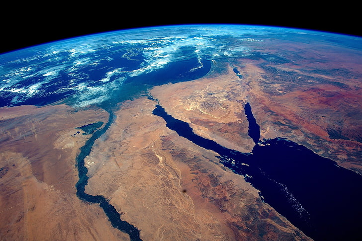 bumi, luar angkasa, Afrika, Bumi, Mesir, seni digital, lensa mata ikan, Wallpaper HD