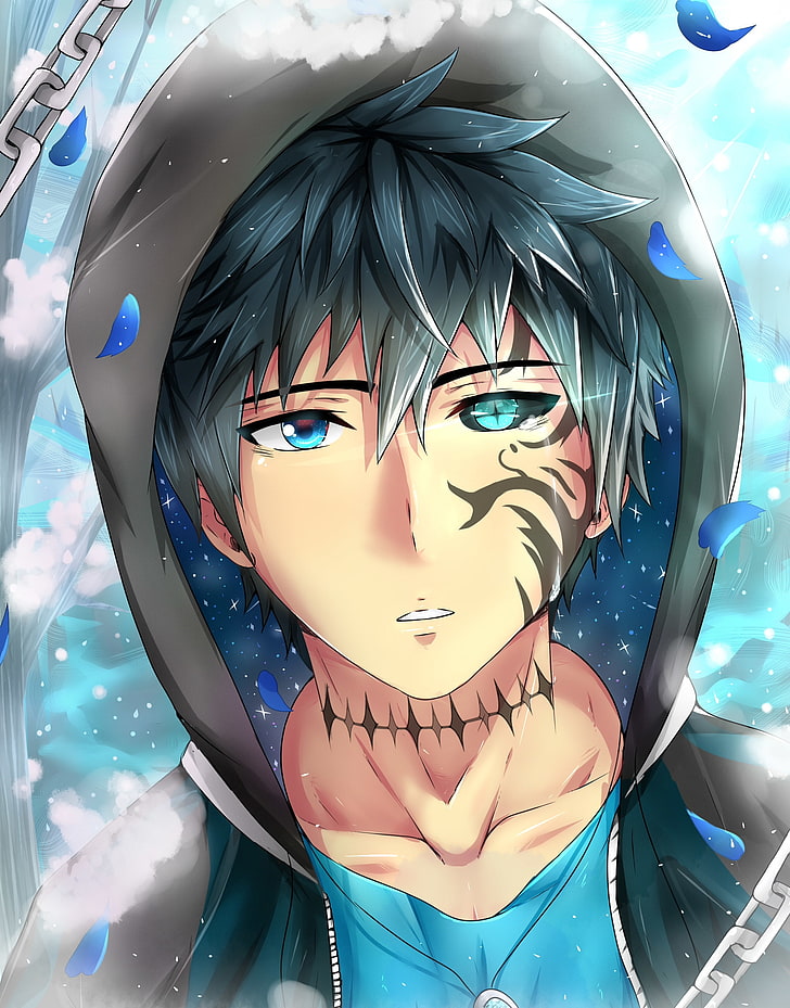 Anime boy, hoodie, blue eyes, headphones, painting, Anime, HD wallpaper |  Wallpaperbetter
