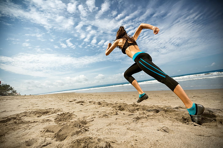 المرأة والرياضة ونموذج اللياقة البدنية والجري، خلفية HD