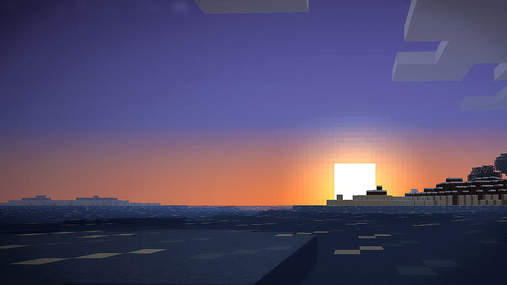 Minecraft Sunset HD, video games, sunset, minecraft, HD wallpaper