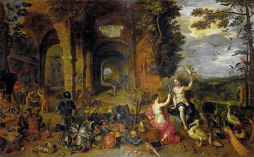 photo, Jan Brueghel le Jeune, allégorie des quatre éléments, feu et air, Fond d'écran HD HD wallpaper