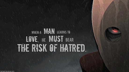 Wenn ein Mann zu lieben lernt, muss er das Risiko von Hass-Tapeten, Anime, Naruto, Obito Uchiha tragen, HD-Hintergrundbild HD wallpaper