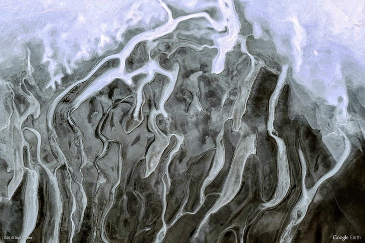 ภาพวาดนามธรรมสีเทาสีขาวและสีดำโลกธรรมชาติทิวทัศน์มุมมองทางอากาศ, วอลล์เปเปอร์ HD