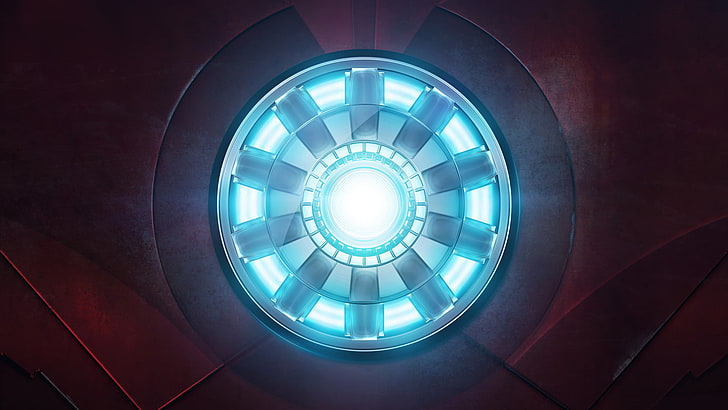 синий светодиод, логотип, Железный Человек, Железный Человек 3, HD обои