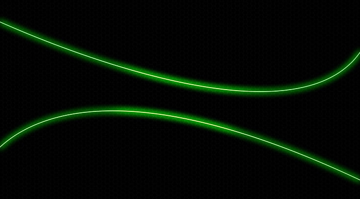 Lampu Neon Hijau, garis gelombang hijau, Aero, Hitam, Hijau, Terang, Neon, Wallpaper HD
