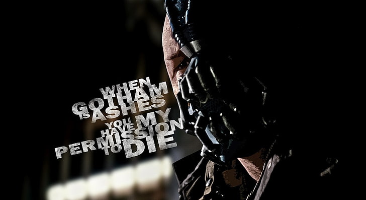 Die Erlaubnis zu sterben, die schwarze Maske des Mannes, Filme, Batman, Asche, Typografie, der dunkle Ritter, 2012, der dunkle Ritter erhebt sich, Gotham, Erlaubnis, HD-Hintergrundbild