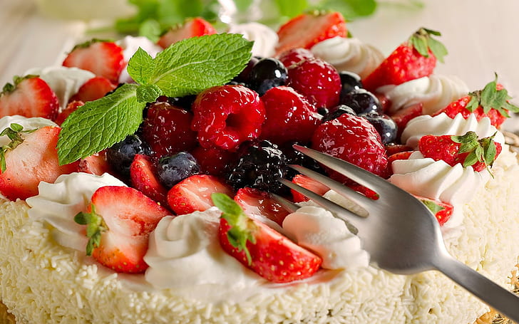 Berries Dessert อาหารเค้กขนม 3 มิติและนามธรรม, วอลล์เปเปอร์ HD