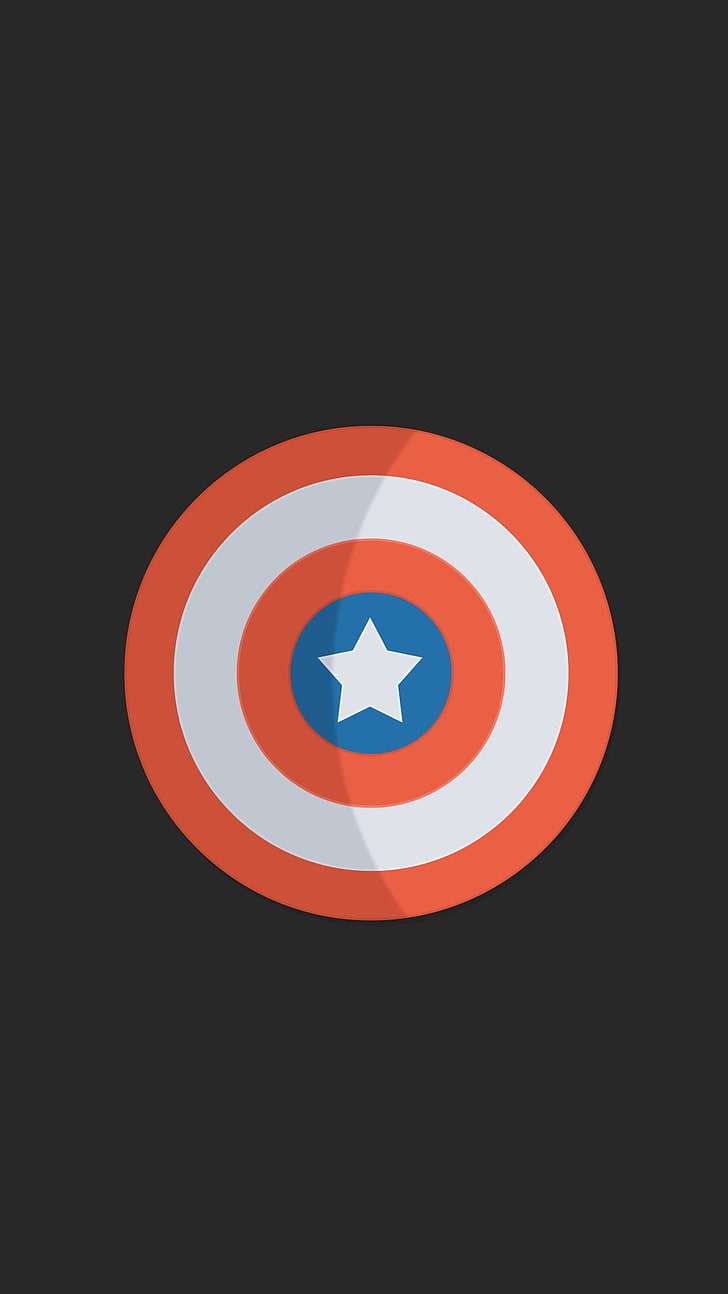 Logo de bouclier Captain America, super-héros, minimalisme, Captain America, Fond d'écran HD, fond d'écran de téléphone