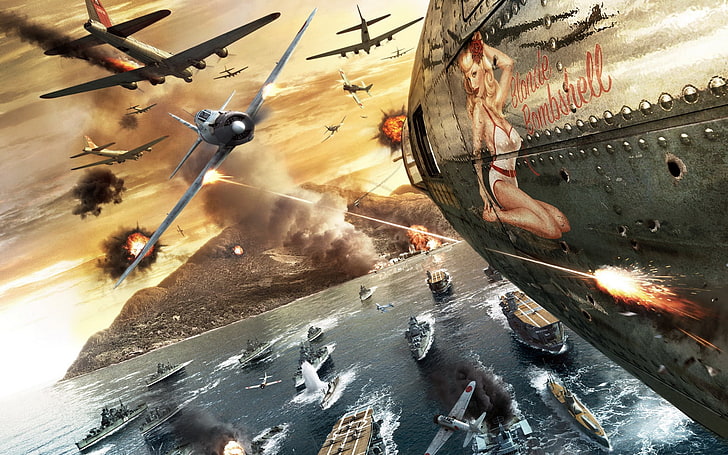 artwork, battlestations, bombs, games, islands, midway, pacific, shooting, video, war, HD wallpaper