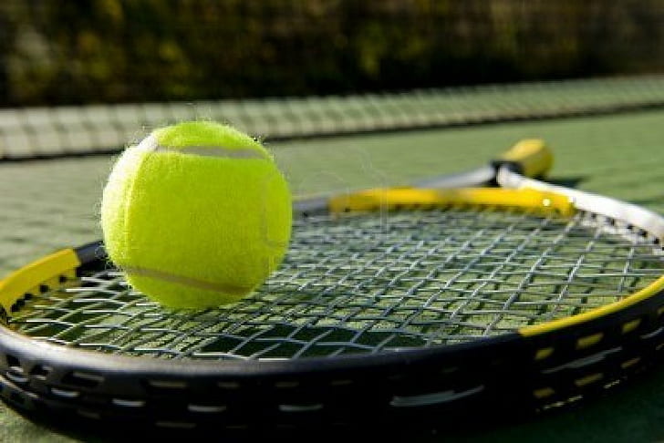 كرة ، لعبة ، أخضر ، مضرب تنس، خلفية HD