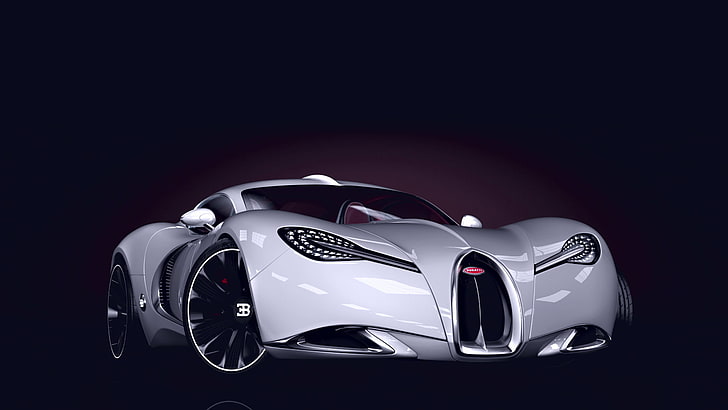 Bugatti, Carro, Arte Conceitual, Veneno, Carros Brancos, HD papel de parede