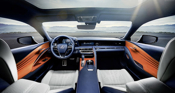 Автомобилно изложение в Женева 2016 г., Lexus LC 500h EU-спецификация, интериор, спортен автомобил, хибрид, HD тапет HD wallpaper