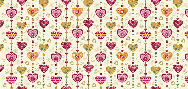 latar belakang krem ​​dengan ilustrasi jantung, jantung, pola, latar belakang, tekstur, liburan, Wallpaper HD HD wallpaper