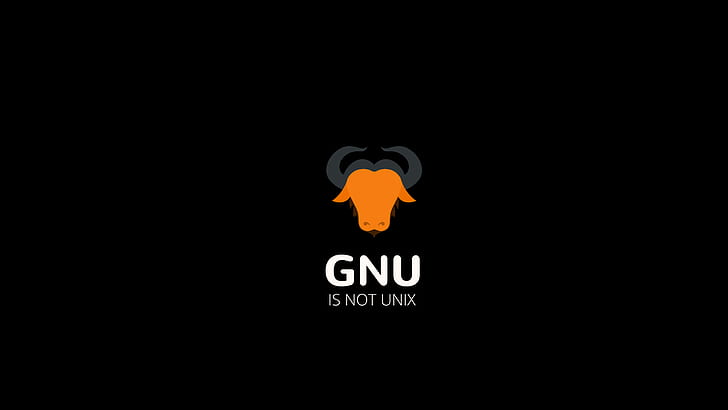 czarny, GNU, minimalizm, proste tło, czarne tło, Tapety HD