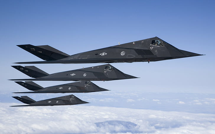 طائرة من طراز F 117 Nighthawk ، طائرات عسكرية ، سلاح الجو الأمريكي، خلفية HD
