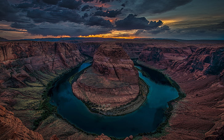 landscape, valley, nature, canyon, Horseshoe Bend, Arizona, USA, HD wallpaper