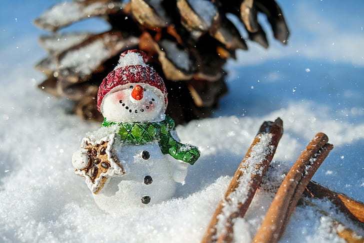 cold, snowman, white, eismann, wintry, winter, snow, HD wallpaper