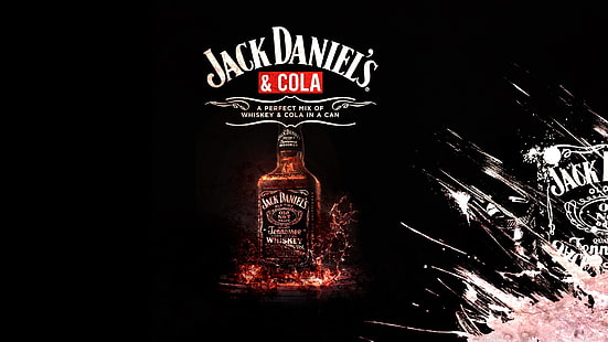 Zrzut ekranu z reklamą butelki Jack Daniel's & Cola, Jack Daniel's, minimalizm, alkohol, Tapety HD HD wallpaper