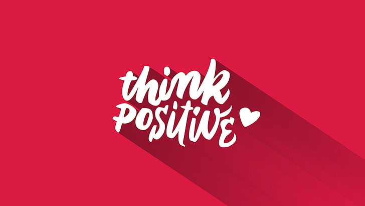 red background, typo, typography, motivational, quote, positive, pink, digital art, heart, HD wallpaper