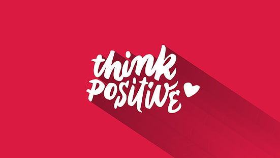 typo, quote, positive, pink, heart, typography, motivational, digital art, red background, red, HD wallpaper HD wallpaper