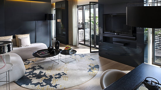 Nowy nowoczesny salon, meble, projektowanie domu, aranżacja wnętrz, Tapety HD HD wallpaper