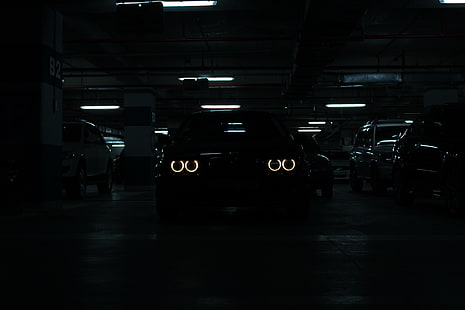 svart bil, BMW, E 39, bil, lampor, mörk, svart, HD tapet HD wallpaper
