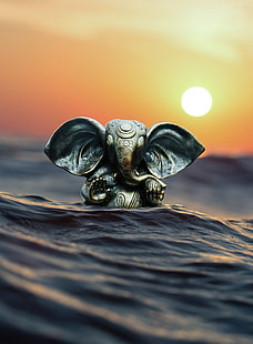 ganeśa, słoń, hinduizm, figurka, woda, Tapety HD HD wallpaper