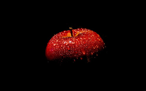 Прясна червена ябълка, червена ябълка, ябълка, плодове, HD тапет HD wallpaper