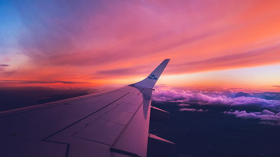 ala bianca dell'aeroplano, ala dell'aeromobile, cielo, nuvole, Sfondo HD HD wallpaper