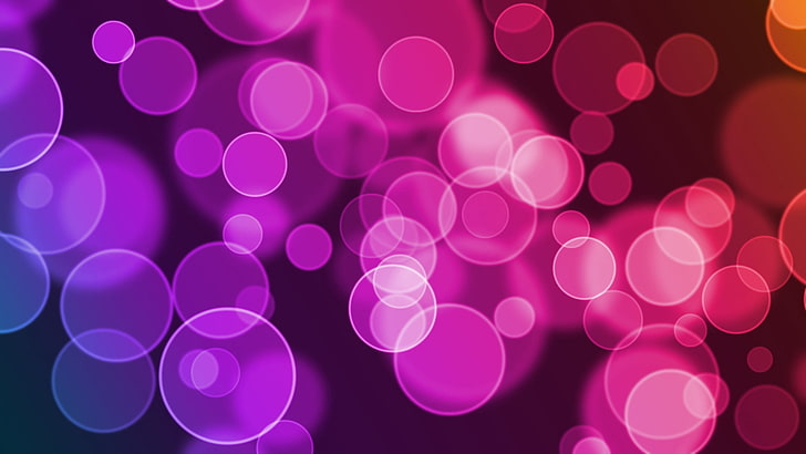 ภาพประกอบโบเก้แสงสีชมพูและสีม่วง, แสงจ้า, วงกลม, มีสีสัน, สดใส, พื้นหลัง, วอลล์เปเปอร์ HD